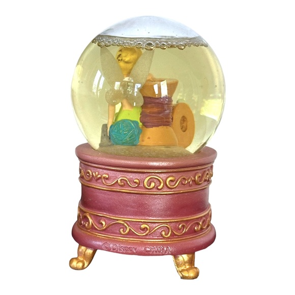 Disney Store Tinkerbell Sitting On Spools of Thread 3 1/2" Miniature Snow Globe - Picture 7 of 10